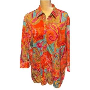 Ralph Lauren tropical paisley blouse size 1x pre worn